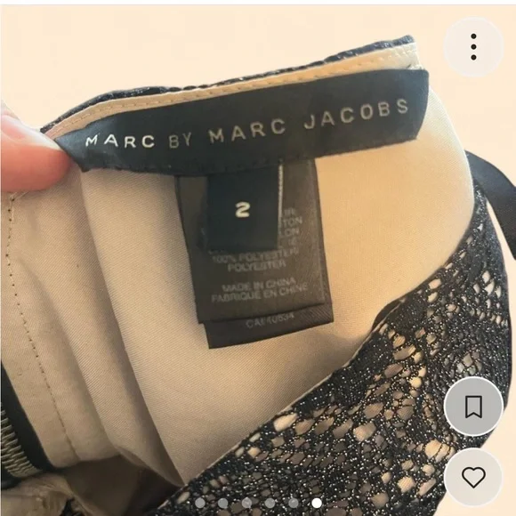 Marc by Marc Jacobs Black Lace 3/4 Length Sleeve Bow Knee Length Dress Size 2 - Picture 6 of 6